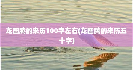 龙图腾的来历100字左右(龙图腾的来历五十字)