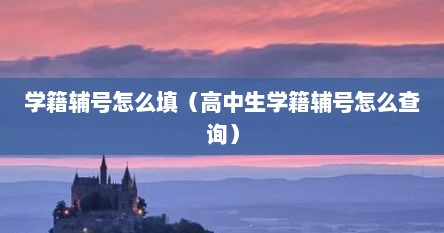 学籍辅号怎么填（高中生学籍辅号怎么查询）