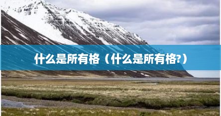 什么是所有格（什么是所有格?）