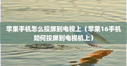苹果手机怎么投屏到电视上（苹果16手机如何投屏到电视机上）