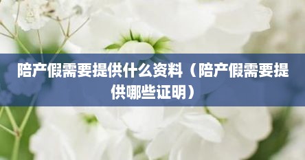 陪产假需要提供什么资料（陪产假需要提供哪些证明）