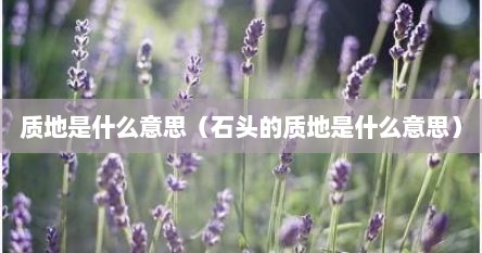 质地是什么意思（石头的质地是什么意思）