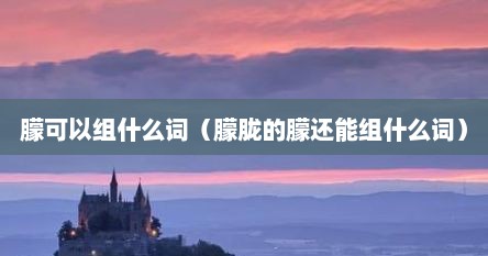 朦可以组什么词（朦胧的朦还能组什么词）