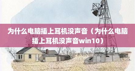 为什么电脑插上耳机没声音（为什么电脑插上耳机没声音win10）