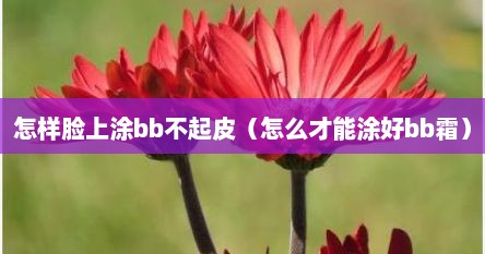 怎样涂bb霜不干不脱妆（皮肤干燥起皮用什么bb霜）