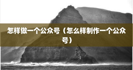 怎样做一个公众号（怎么样制作一个公众号）