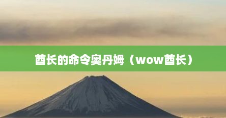 酋长的命令奥丹姆（wow酋长）
