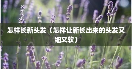 怎样长新头发（怎样让新长出来的头发又细又软）