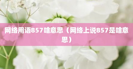 网上说的857啥意思（现在网络都在说857是什么意思?）