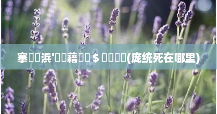 搴炵粺浜′簬钀藉嚖鍧$殑鍘熷洜(庞统死在哪里)
