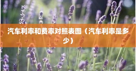 汽车利率和费率对照表图（汽车利率是多少）