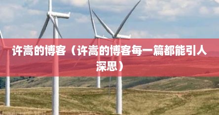 许嵩的博客（许嵩的博客每一篇都能引人深思）