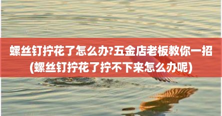 螺丝钉拧花了怎么办?五金店老板教你一招(螺丝钉拧花了拧不下来怎么办呢)