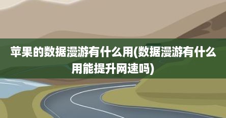 苹果的数据漫游有什么用(数据漫游有什么用能提升网速吗)