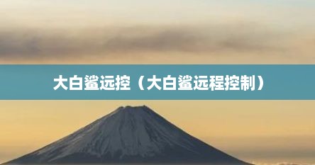 大白鲨远控（大白鲨远程控制）