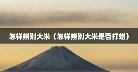 怎样辨别大米（怎样辨别大米是否打蜡）