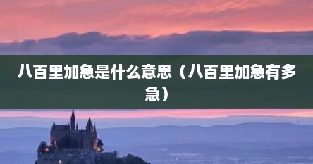 八百里加急是什么意思（八百里加急有多急）