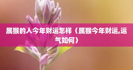 属猴的人今年财运怎样（属猴今年财运,运气如何）