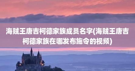 海贼王唐吉柯德家族成员名字(海贼王唐吉柯德家族在哪发布施令的视频)