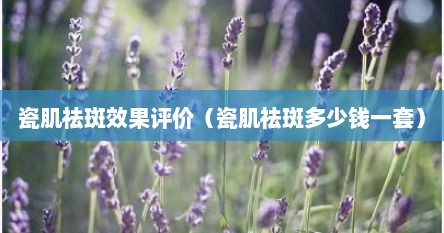 瓷肌祛斑效果评价（瓷肌祛斑多少钱一套）