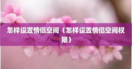 怎样设置情侣空间（怎样设置情侣空间权限）