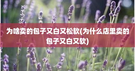 为啥卖的包子又白又松软(为什么店里卖的包子又白又软)