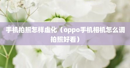 手机拍照怎样虚化(oppo手机相机怎么调拍照好看)