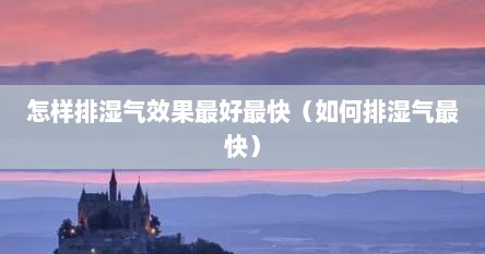 怎样排湿气效果最好最快（如何排湿气最快）