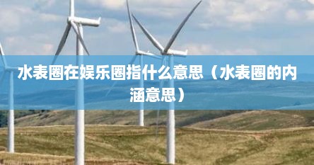 水表圈在娱乐圈指什么意思（水表圈的内涵意思）
