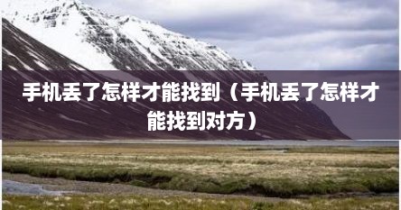 手机丢了怎样才能找到（手机丢了怎样才能找到对方）
