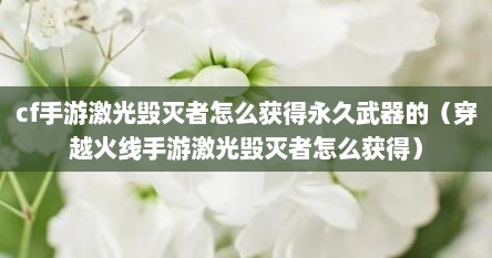 cf手游激光毁灭者怎么获得永久武器的（穿越火线手游激光毁灭者怎么获得）