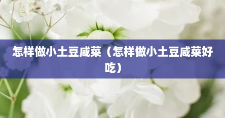 怎样做小土豆咸菜(怎样做小土豆咸菜好吃)