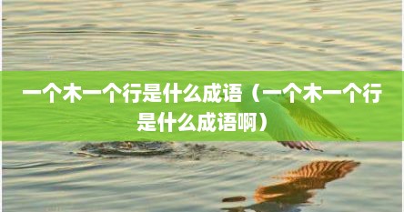一个木一个行是什么成语（一个木一个行是什么成语啊）
