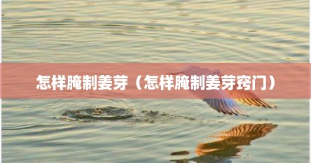 怎样腌制姜芽（怎样腌制姜芽窍门）