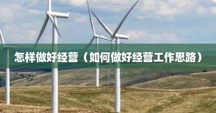 怎样做好经营（如何做好经营工作思路）