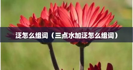泛怎么组词（三点水加泛怎么组词）