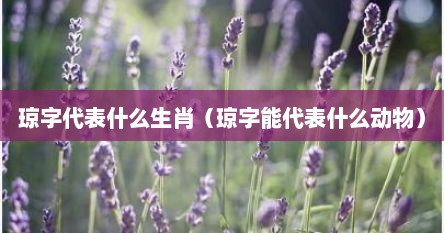 琼字代表什么生肖（琼字能代表什么动物）