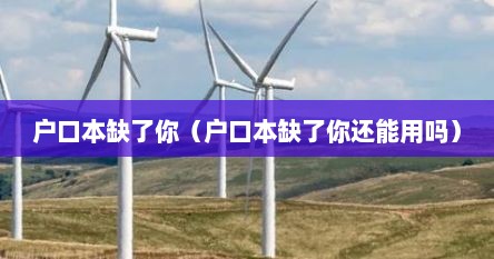 户口本缺了你（户口本缺了你还能用吗）