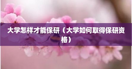 大学怎样才能保研（大学如何取得保研资格）