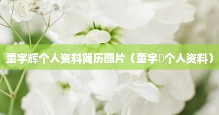 董宇辉个人资料简历图片（董宇喆个人资料）