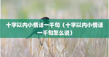 十字以内简短浪漫情话(十字以内的情话) 十字以内简短浪漫情话(十字以内的情话)