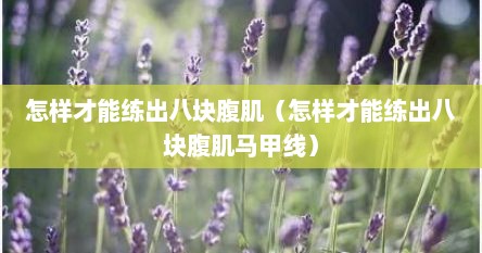 怎样才能练出八块腹肌（怎样才能练出八块腹肌马甲线）