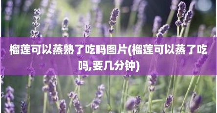 榴莲可以蒸熟了吃吗图片(榴莲可以蒸了吃吗,要几分钟)