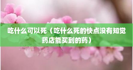 吃什么可以死（吃什么死的快点没有知觉药店能买到的药）