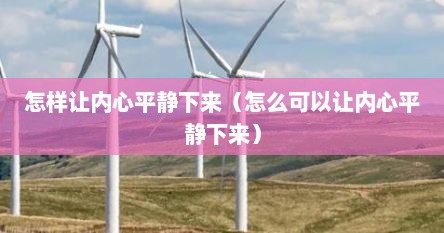 怎样让内心平静下来（怎么可以让内心平静下来）