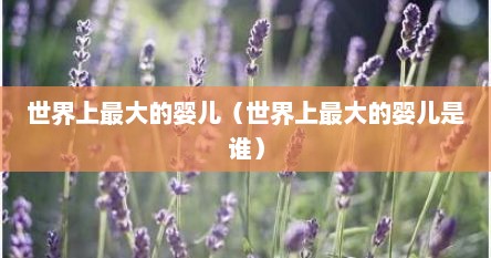 世界上最大的婴儿（世界上最大的婴儿是谁）