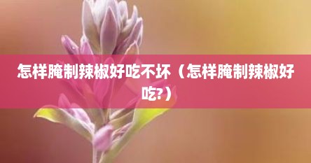怎样腌制辣椒好吃不坏（怎样腌制辣椒好吃?）