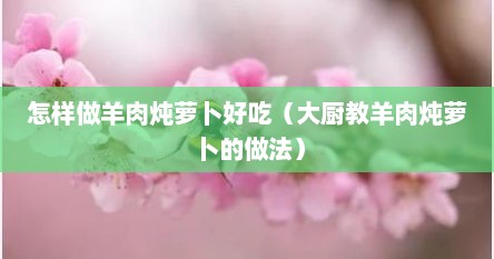 怎样做羊肉炖萝卜好吃（大厨教羊肉炖萝卜的做法）