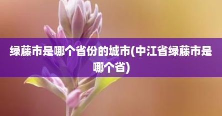绿藤市是哪个省份的城市(中江省绿藤市是哪个省)