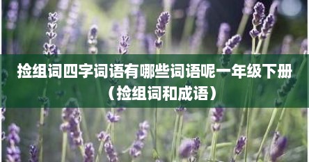 捡组词四字词语有哪些词语呢一年级下册（捡组词和成语）